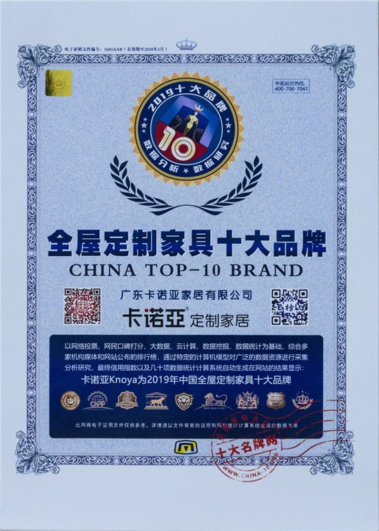 正能量网站荣膺&ldquo;全屋定制家具十大品牌&rdquo;